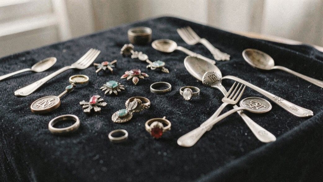 Table de fleuriste en bois clair près d'une fenêtre, un corsage d'orchidée posé à côté d'une épingle florale ouverte et d'un petit aimant niquelé.
